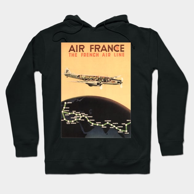 AIR FRANCE The French Air Line Advertisement Vintage Travel Hoodie by vintageposters